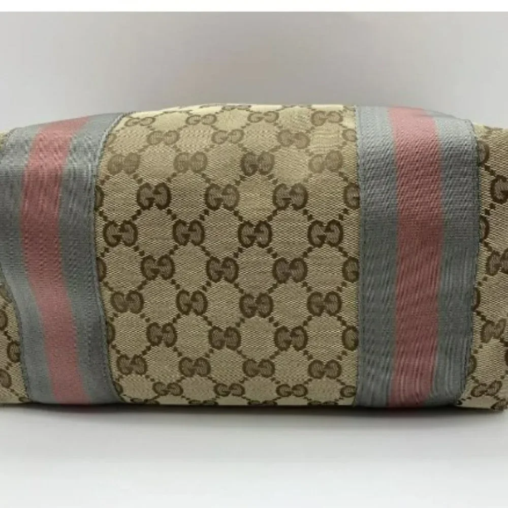 ❤️Host Pick❤️ Gucci Jolicoeur Stripe Tote/Bag Beige/Brown canvas- Monogrammed